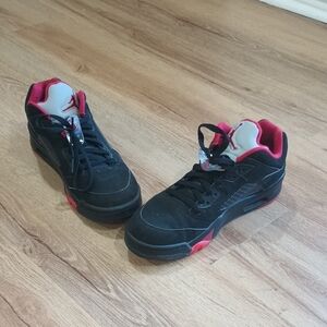 Air Jordan 5 Retro Low Top Black and Red Sneakers